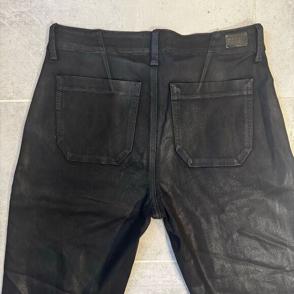 PAIGE Mayslie Straight Ankle Pants in Black Fog Luxe Coating - Size 30 - Picture 9 of 16